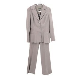 Eddie Bauer Mercer Fit Taupe Brown 3-Button Blazer & Wide Leg Pants Suit 12 Tall